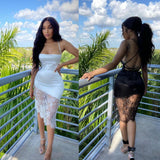 Sexy Lace Sling Knee Satin Dress - Nazbeauti