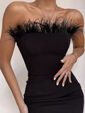 Sexy Strapless Backless Feather - Nazbeauti