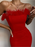Sexy Strapless Backless Feather - Nazbeauti