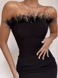 Sexy Strapless Backless Feather - Nazbeauti