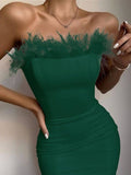 Sexy Strapless Backless Feather - Nazbeauti