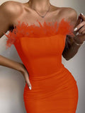 Sexy Strapless Backless Feather - Nazbeauti