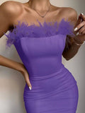 Sexy Strapless Backless Feather - Nazbeauti
