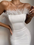 Sexy Strapless Backless Feather - Nazbeauti